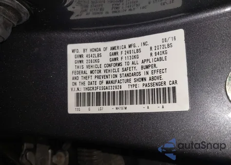 2016 Honda Accord Ex-L V-6 from USA, damaged, VIN 1HGCR3F05GA032928